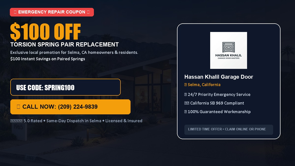 $100 OFF Heavy-Duty Torsion Spring Pair Replacement in Selma, CA